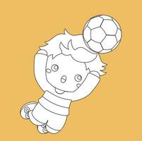 poco ragazzo giocando calcio palla calcio sport attività digitale francobollo schema cartone animato bambini vettore