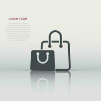 icona della borsa della spesa in stile piatto. borsa segno illustrazione vettoriale su sfondo bianco isolato. concetto di business del pacchetto.