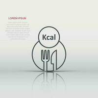kcal icona nel piatto stile. dieta vettore illustrazione su bianca isolato sfondo. calorie attività commerciale concetto.