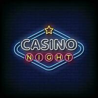 neon cartello casinò notte con mattone parete sfondo vettore