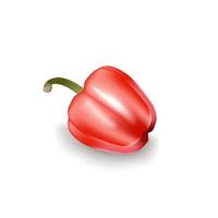 peperone rosso dolce in stile volumetrico cartone animato isolato su sfondo bianco vettore