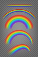 insieme realistico di vettore di arcobaleni di colore vivd