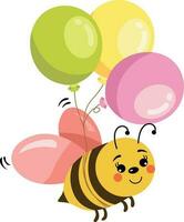 compleanno ape con tre palloncini vettore
