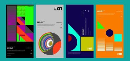 bauhaus geometrico astratto colorato e modello di progettazione di poster etnici vettore