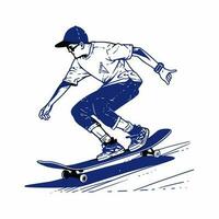 un' skateboarder l'esecuzione un' trucco nel un' città Skate park, vettore illustrazione