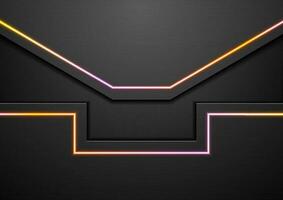 nero astratto Tech sfondo con neon leggero Linee vettore