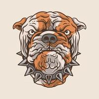 Bulldog testa di cane, adesivo, logo, vettore premium