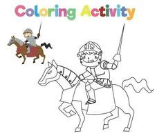 colorazione attività per bambini. colorazione Fata racconto medievale regno. vettore file.