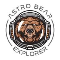 orso astronauta, animale selvatico che indossa tuta spaziale illustrazione di animali selvatici per t-shirt premium vector