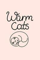 caldo gatto. scritta. cartolina con un' gatto. scarabocchio illustrazione. vettore