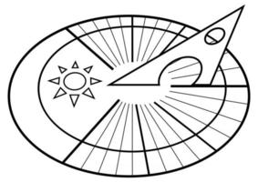 meridiana. quadrante solare. orologio solare. icona dell'orologio in stile del contorno isolato su priorità bassa bianca vettore