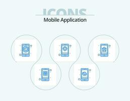 mobile applicazione blu icona imballare 5 icona design. casa pagina. obbiettivo. suono. in linea. applicazione vettore