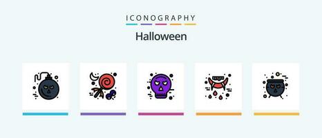 Halloween linea pieno 5 icona imballare Compreso Halloween. gallo. avatar. orrore. occhio. creativo icone design vettore