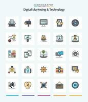 creativo digitale marketing e tecnologia 25 linea pieno icona imballare come come visitatore. digitale. abitare. socil promozione. promozione vettore