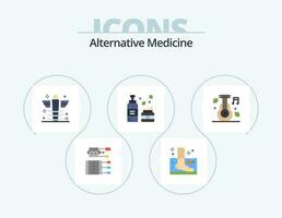 alternativa medicina piatto icona imballare 5 icona design. lozione. cosmetici. terapia. medicinale. ospedale vettore