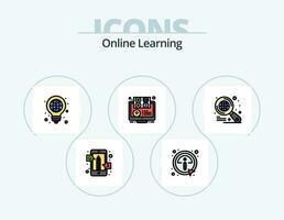 in linea apprendimento linea pieno icona imballare 5 icona design. scrivere. apprendimento. libro. disegno. Aperto vettore