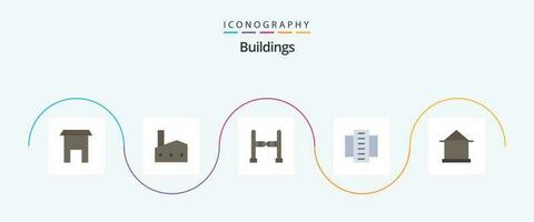 edifici piatto 5 icona imballare Compreso costruzione. appartamenti. nucleare pianta. città costruzione. appartamenti vettore