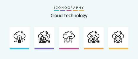 nube tecnologia linea 5 icona imballare Compreso nube. disco. Annulla. CD. patata fritta. creativo icone design vettore