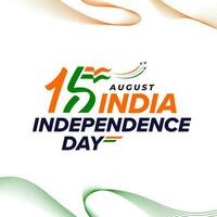 15 agosto contento indiano indipendenza giorno vettore saluto con lettering