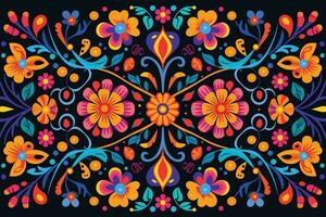 colorato messicano sfondo con fiori e uccelli piatto design vettore illustrazione