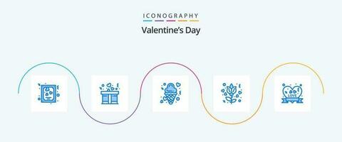 san valentino giorno blu 5 icona imballare Compreso amore distintivo. cuore distintivo. gelato. rosa. fiore vettore