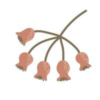 semplice autunno ramoscello con rosa canina frutti di bosco. mano disegnato stilizzato elemento per autunno decorativo disegno, Halloween invito vettore