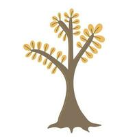 semplice albero con le foglie. mano disegnato stilizzato elemento per autunno decorativo disegno, Halloween invito, raccogliere o ringraziamento vettore