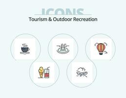 turismo e all'aperto ricreazione linea pieno icona imballare 5 icona design. piscina . tavolo. direzione. coltello. pranzo vettore