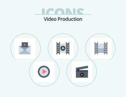 video produzione piatto icona imballare 5 icona design. . multimedia. Messaggio. film. film vettore