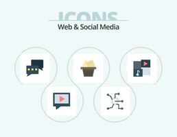 ragnatela e sociale media piatto icona imballare 5 icona design. musica. video. chattare. media. posta vettore