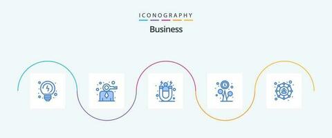 attività commerciale blu 5 icona imballare Compreso sociale Rete. connessioni. cliente. i soldi. fiore vettore