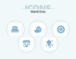 mardi gras blu icona imballare 5 icona design. . fiore. costume maschera. girasole. frutta vettore