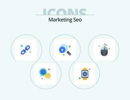 marketing SEO piatto icona imballare 5 icona design. dati. ricerca. inteligente guarda. ottimizzazione. logico linking vettore