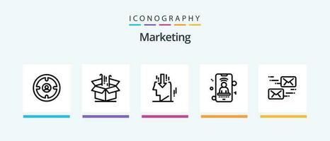 marketing linea 5 icona imballare Compreso scatola. marketing. finanza. commercio elettronico. pubblicità. creativo icone design vettore
