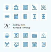 20 attività commerciale tecnologia blu colore icona imballare piace campana tecnologia del browser fotografia telecamera vettore