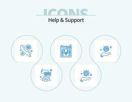 Aiuto e supporto blu icona imballare 5 icona design. domanda. FAQ. aiuto. sostegno. cliente vettore