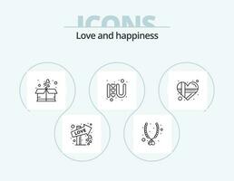 amore linea icona imballare 5 icona design. Data. amore. evento. direzione. messaggi vettore