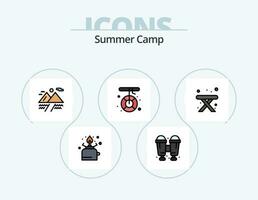 estate campo linea pieno icona imballare 5 icona design. . campeggio. cucinare. camper. nube vettore