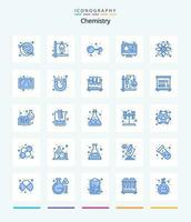 creativo chimica 25 blu icona imballare come come chimico. campione tubo. atomi. in linea laboratorio. borraccia vettore