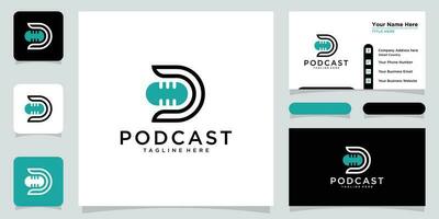 lettera d con Podcast logo modello illustrazione. vettore