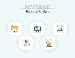 statistico analisi piatto icona imballare 5 icona design. in linea. finanza. Prodotto. e-commerce. estensione vettore