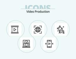 video produzione linea icona imballare 5 icona design. video. film. Visualizza. trucco Accessori. governare vettore