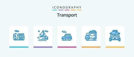 trasporto blu 5 icona imballare Compreso sporco. bicicletta. trasporto. auto. le persone. creativo icone design vettore