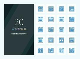 20 sito web wireframe blu colore icona per presentazione vettore