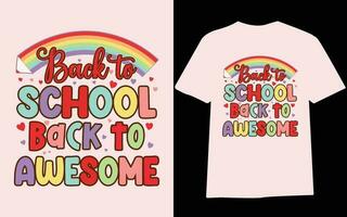 indietro per scuola maglietta disegno, primo giorno a scuola , centinaio giorni di scuola, tipografia maglietta design per bambini. vettore