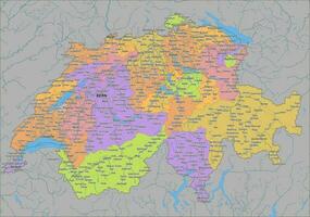 dettagliato politico vettore carta geografica di Svizzera