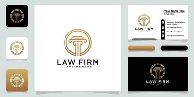 legge azienda e giustizia concetto logo con attività commerciale carta design vettore