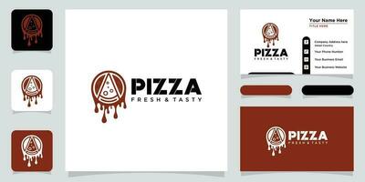 Pizza ristorante design logo. simboli per cibo e bevanda con attività commerciale carta design premio vettore
