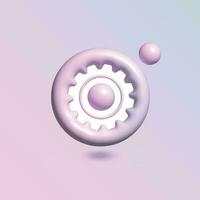 Ingranaggio icona con nel cerchio luminosa pastello colore nel 3d stile realistico vettore arte