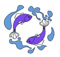 zodiaco cartello di Pesci o pesce, astronomia simbolo vettore